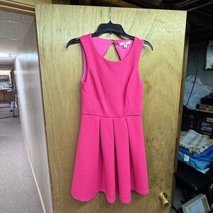 Hot Pink Textured Fit & Flare Dress
